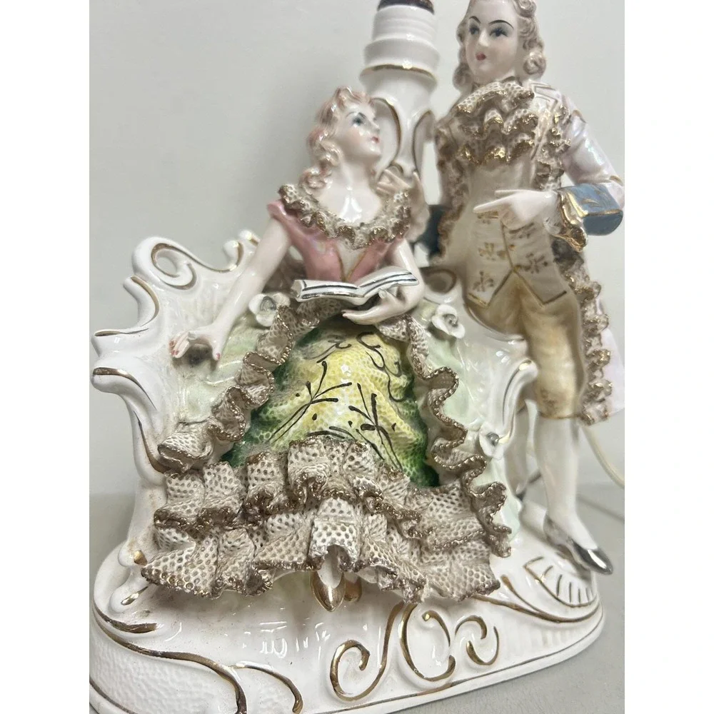 Rare Vintage Made in Japan Antique Porcelain Victorian Lamp Royal Rococco